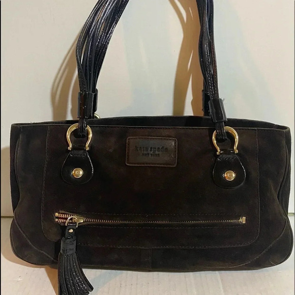 Kate spade brown suede satchel handbag - Picture 1 of 11